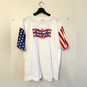 Vintage single stitch men’s t shirt LA Sportswear USA America 4th of July stripe